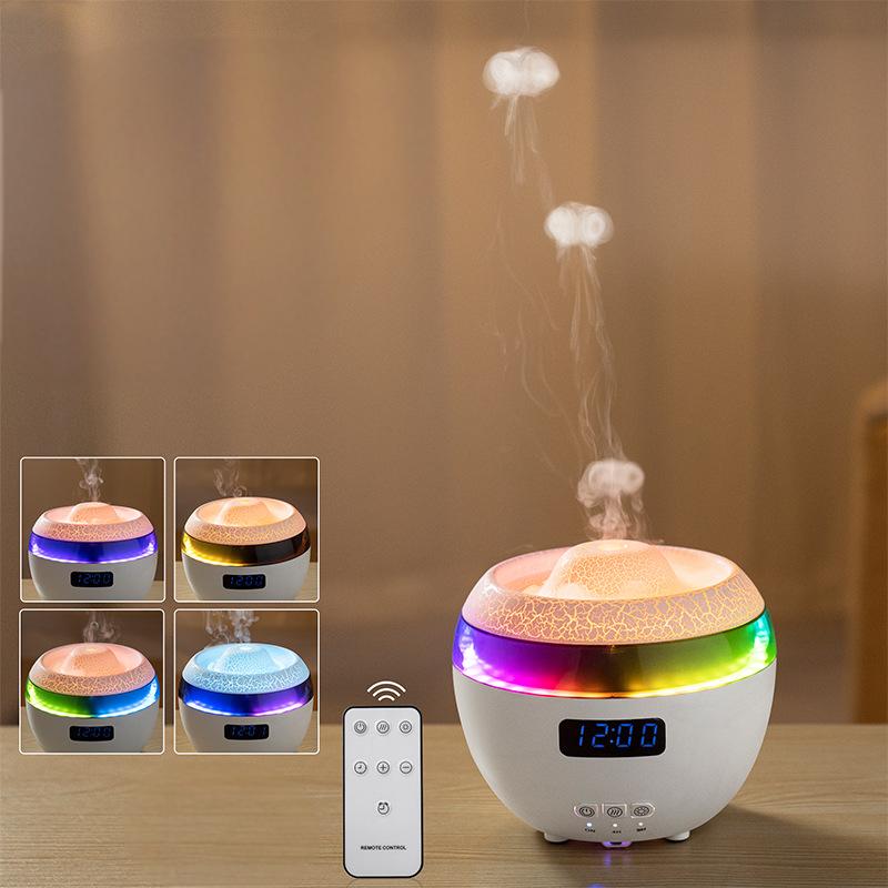 Creative jellyfish spitting circle dynamic pickup rainbow light humidifier small remote control timed aromatherapy machine