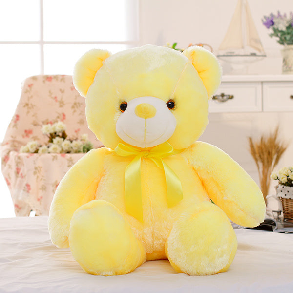 Creative Light Up LED Teddy Bear Stuffed Animals Plush Toy Colorful Glowing Christmas Gift For Kids Pillow Yellow