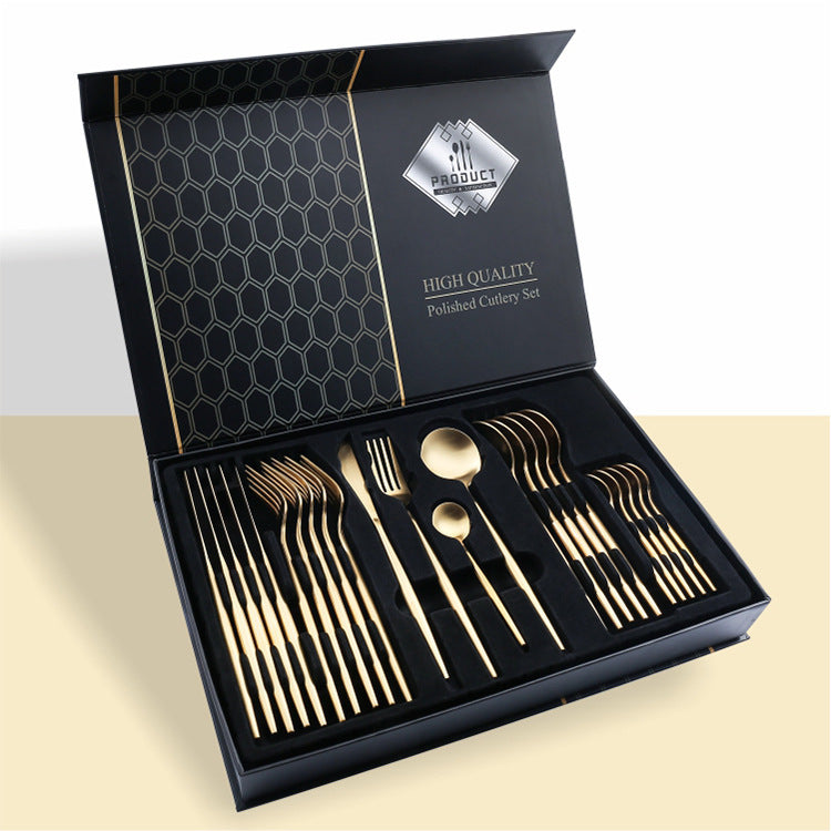 24 Piece Set Of 304 Stainless Steel Knife Gift Box Golden