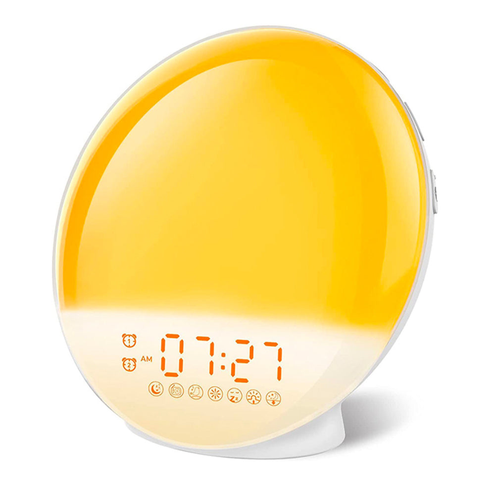 Plugged-in Wake Up Sunrise Simulation Alarm Clock for Kids White