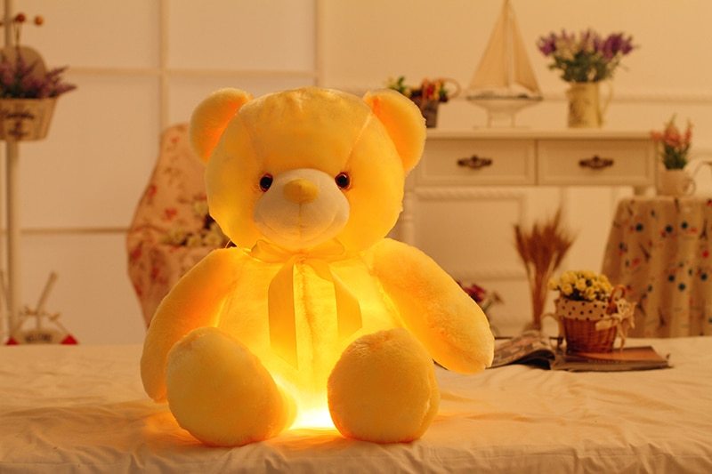 Creative Light Up LED Teddy Bear Stuffed Animals Plush Toy Colorful Glowing Christmas Gift For Kids Pillow Yellow 75CM