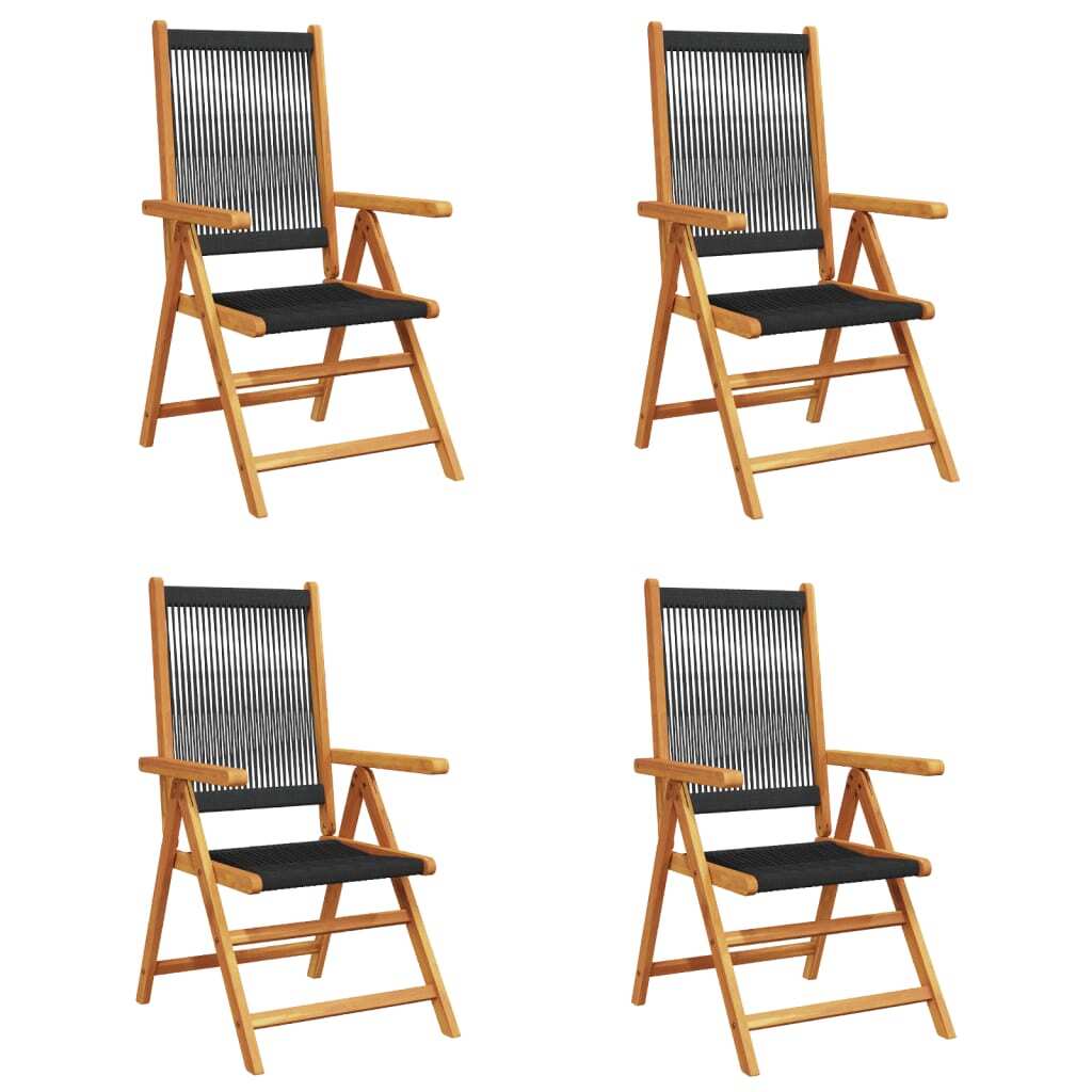 vidaXL Reclining Garden Chairs 4 pcs Black Solid Wood Acacia