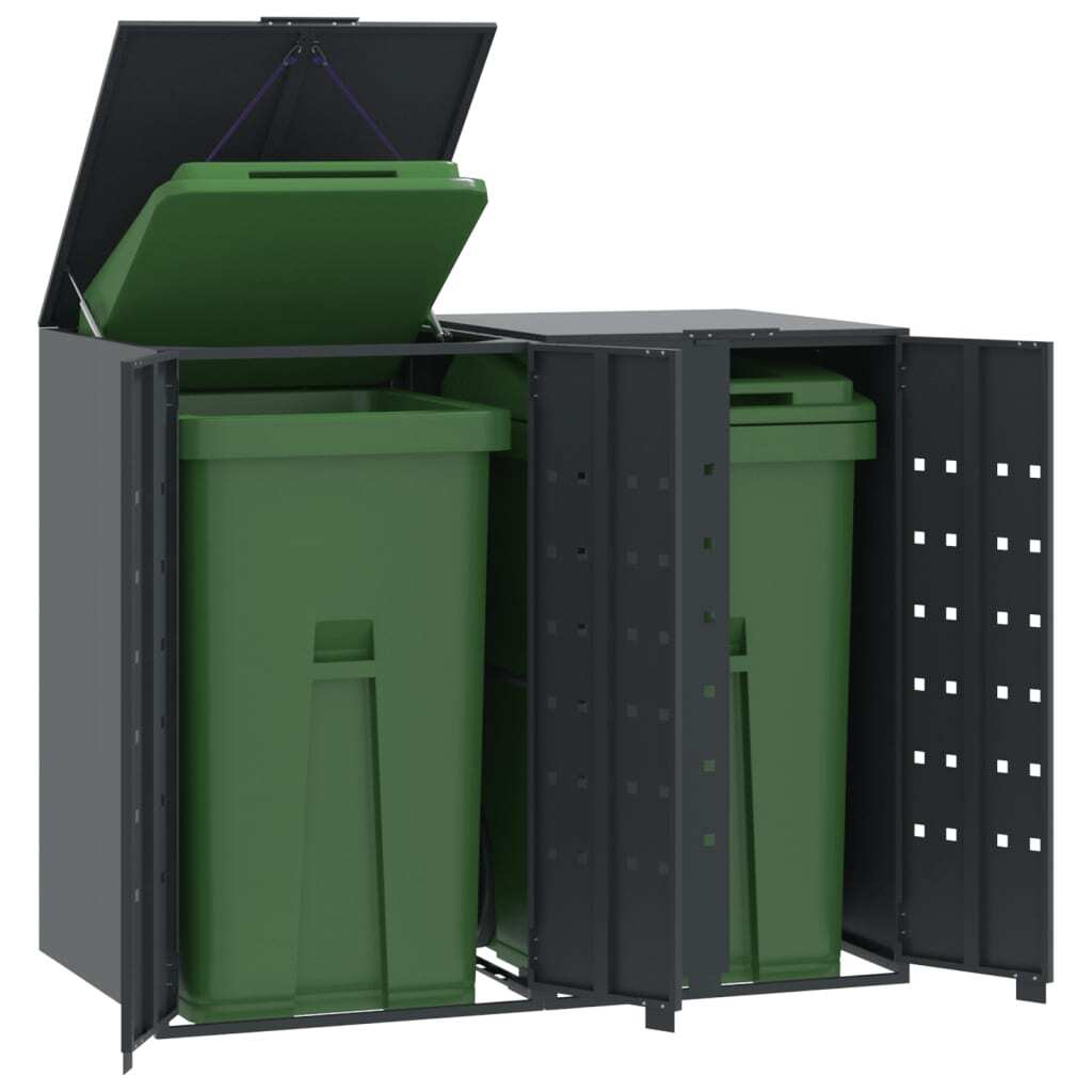 vidaXL Wheelie Bin Storage for 2 Bins Anthracite 138x79x117 cm Steel