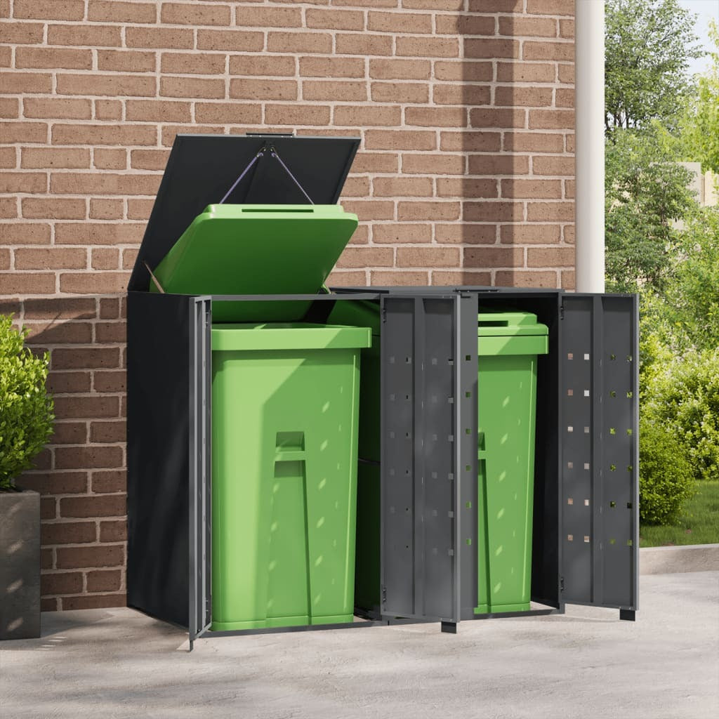 vidaXL Wheelie Bin Storage for 2 Bins Anthracite 138x79x117 cm Steel