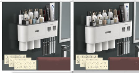 Toothbrush Rack Toothbrush Cup High Grade Gargle Wall Mounted Grey Set