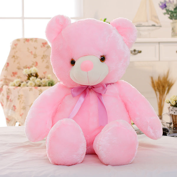 Creative Light Up LED Teddy Bear Stuffed Animals Plush Toy Colorful Glowing Christmas Gift For Kids Pillow Pink