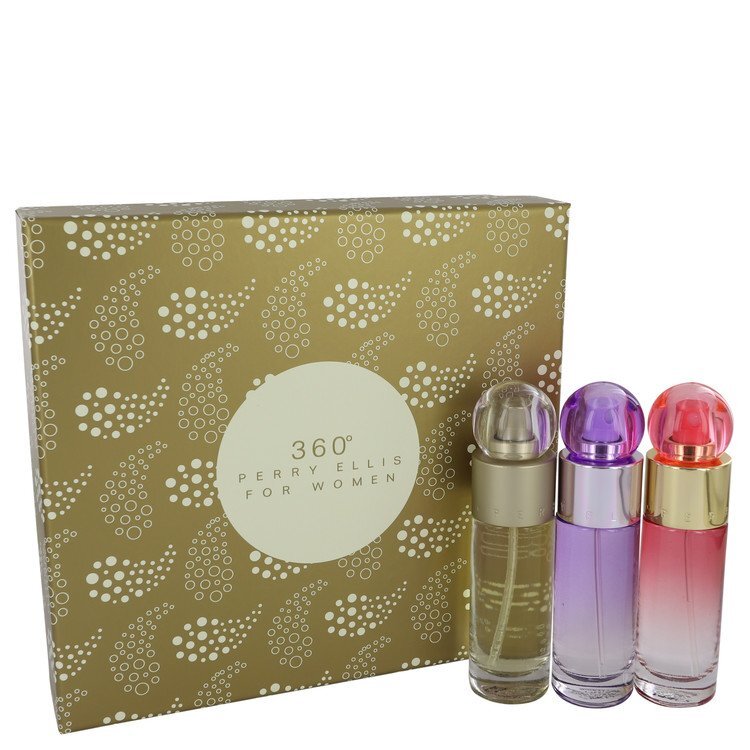 Perry Ellis 360 Gift Set By Perry Ellis Gift Set - 1 oz Perry Ellis 360 EDT Spray + 1 oz Perry Ellis 360 Coral EDP Spray + 1 oz Perry Ellis 360 Purple EDP Spray (Perry Ellis 360 Gift Set By Perry Ellis) - Size: 1 oz Perry Ellis 360 EDT Spray + 1 oz Perry