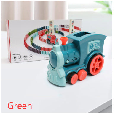 Domino Train Toys Baby Toys Car Puzzle Automatic Release Licensing Electric Building Blocks Train Toy Green