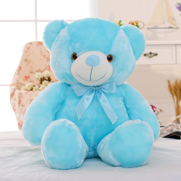 Creative Light Up LED Teddy Bear Stuffed Animals Plush Toy Colorful Glowing Christmas Gift For Kids Pillow Blue