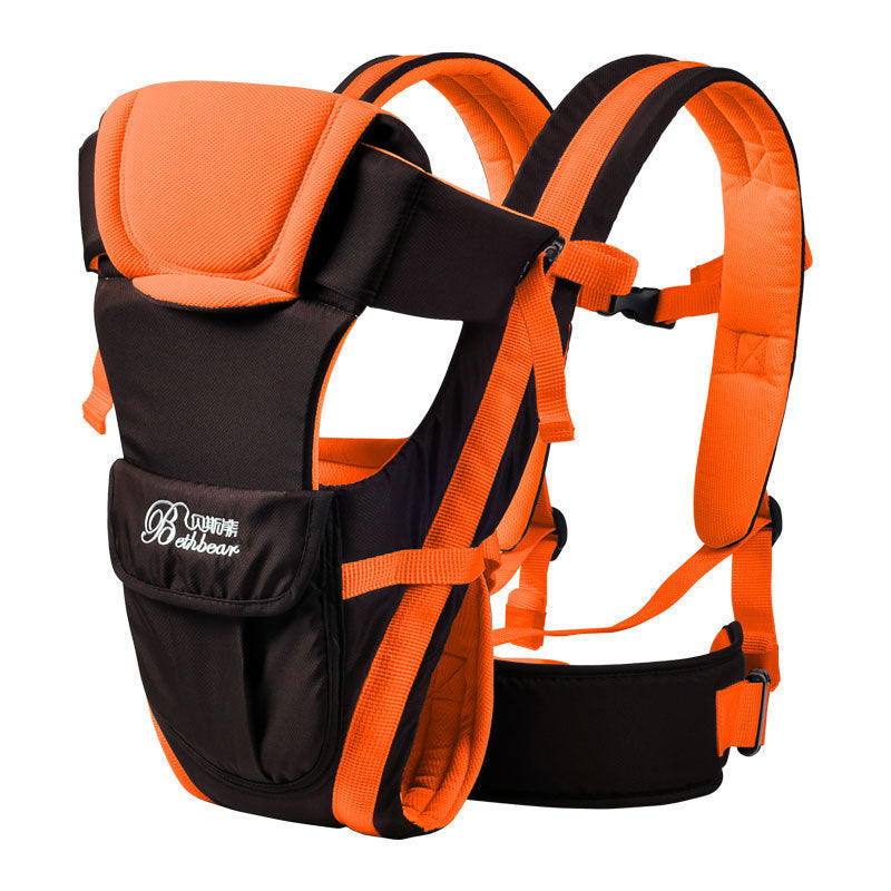 Double Shoulder Baby Carriers Mother and Child Travel Supplies Orange