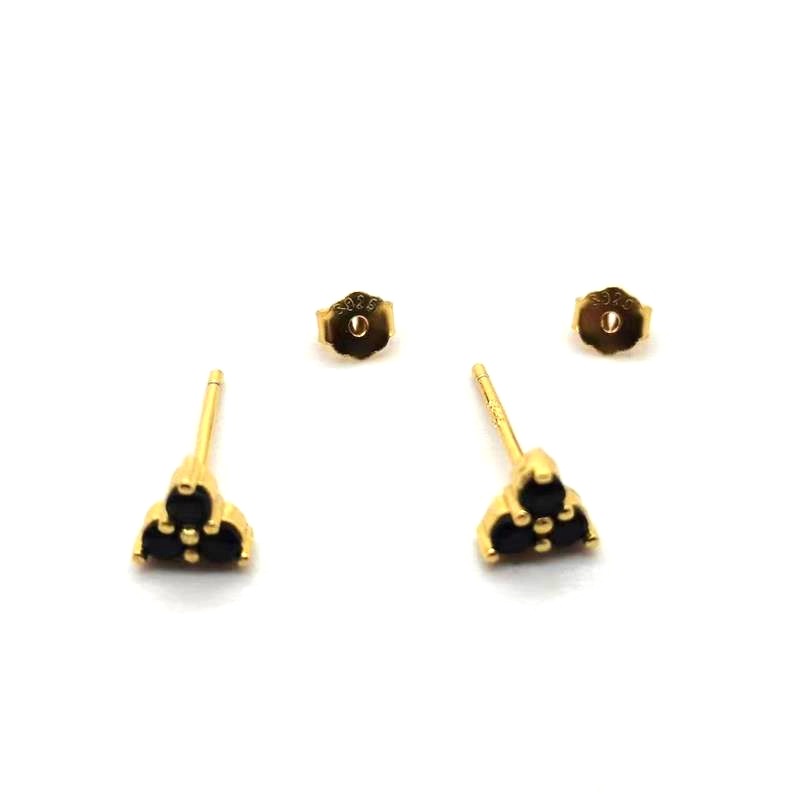 Sterling Silver Mini Clover Earrings in Colorful Yellow Gold Black Diamond Whole Body 925 Silver