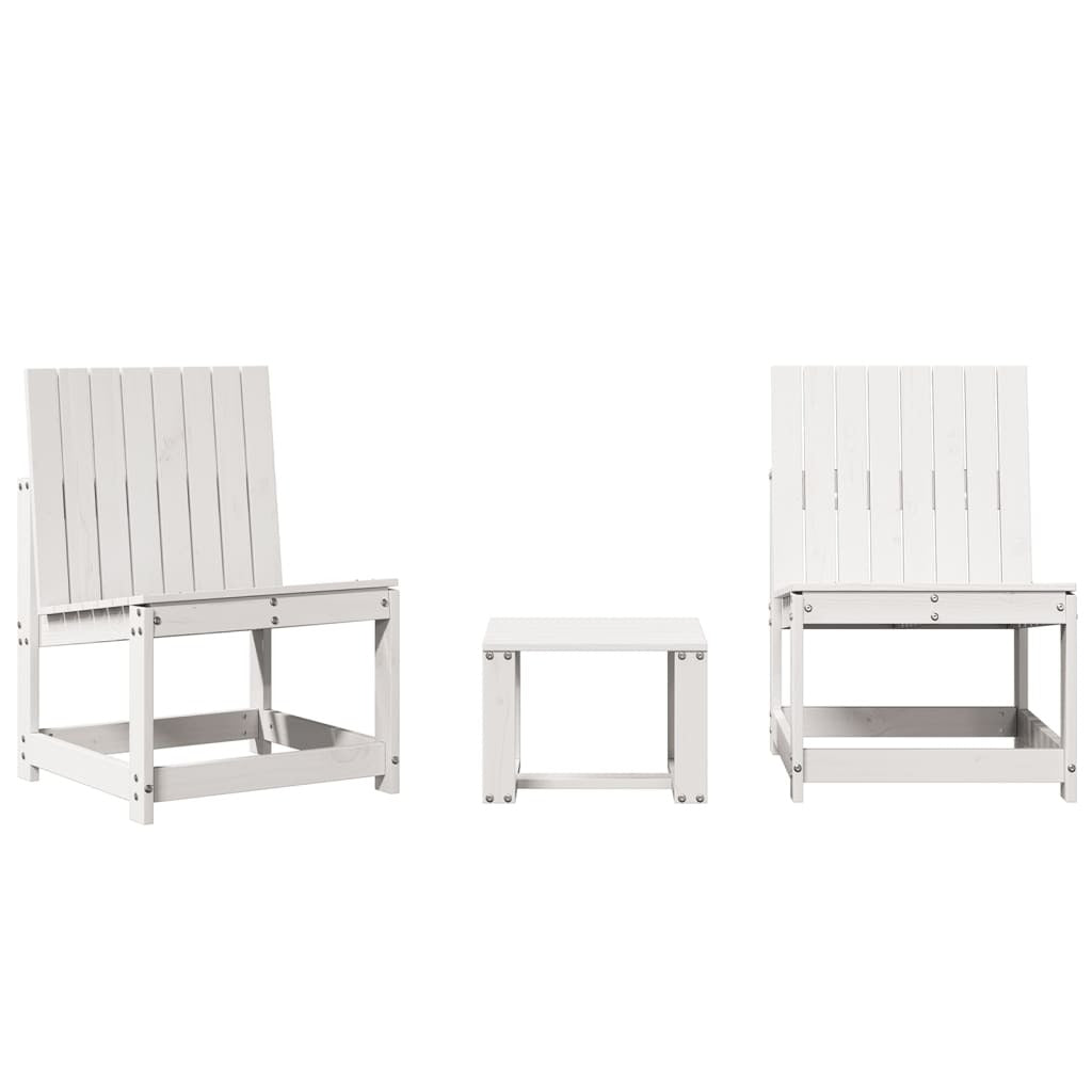 vidaXL 3 Piece Garden Lounge Set White Solid Wood Pine