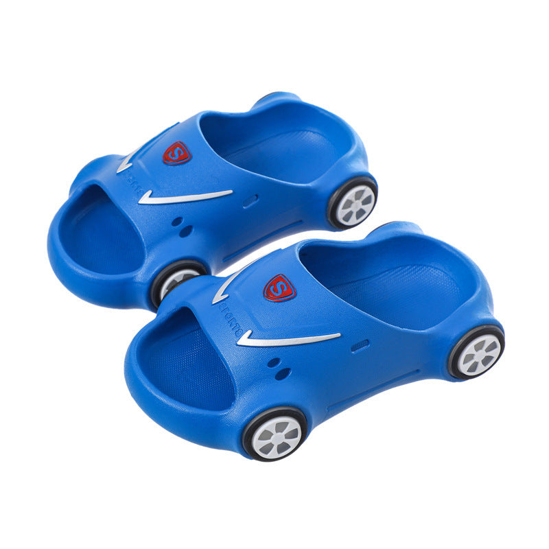 Kids Glowing Slippers Cartoon Car Sandals Children Sandals Anti Slip Boys Girls Blue off color