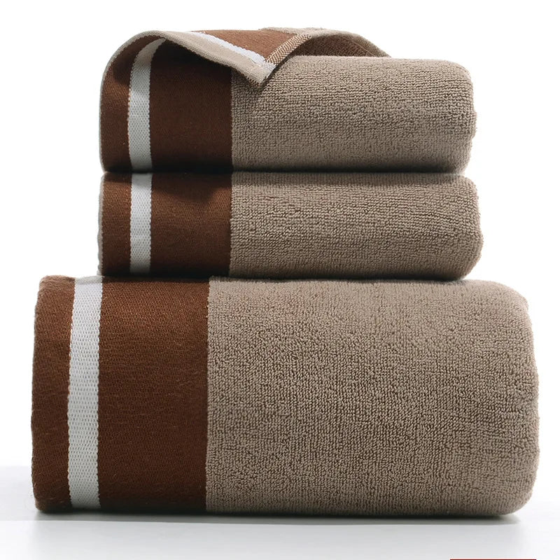 3PCS/Set Towel Cotton Beach towels Luxury Thickened Bath Towel Coffee