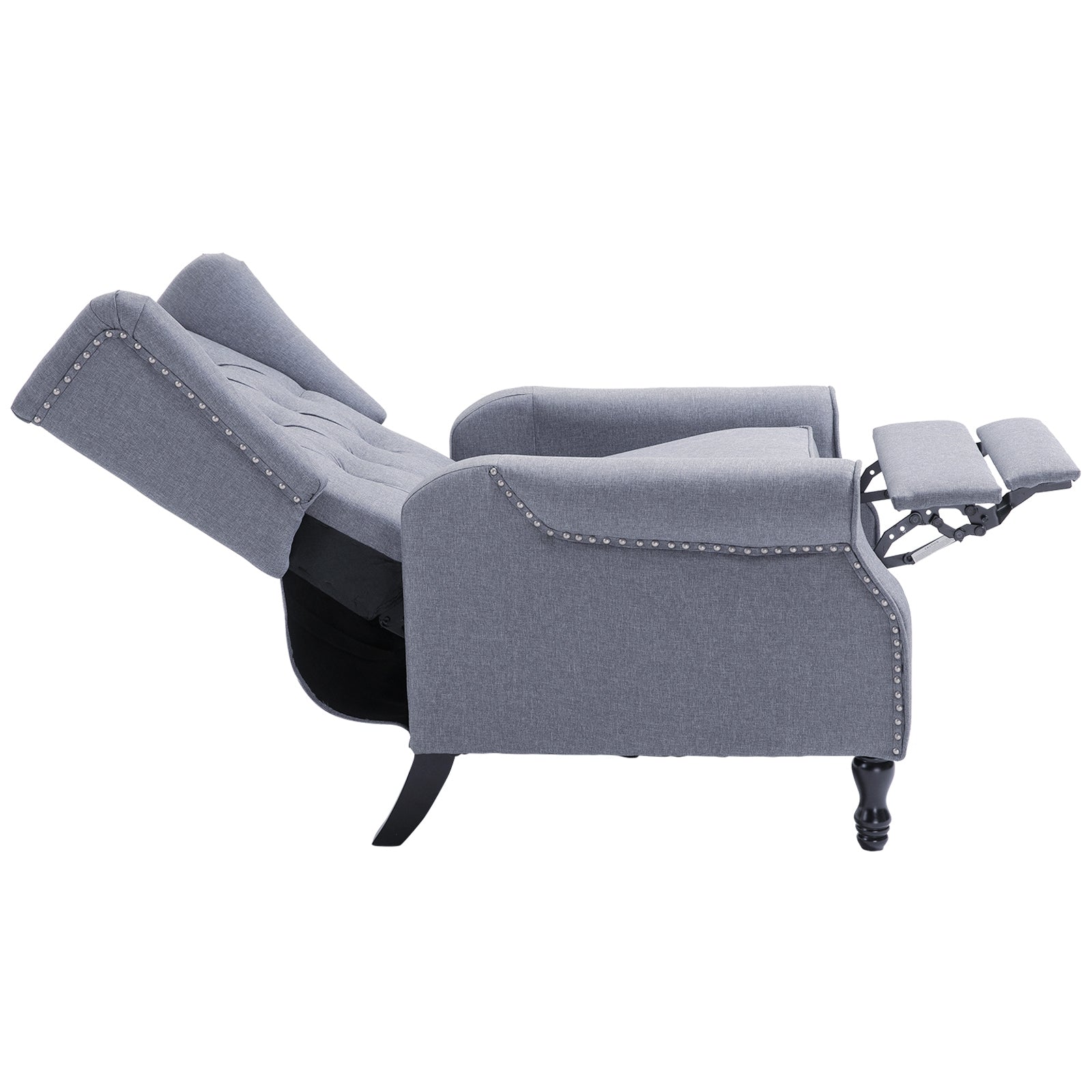 Recliner Armchair for Living Room Fabric Reclining Chair w/ Footrest Light Grey