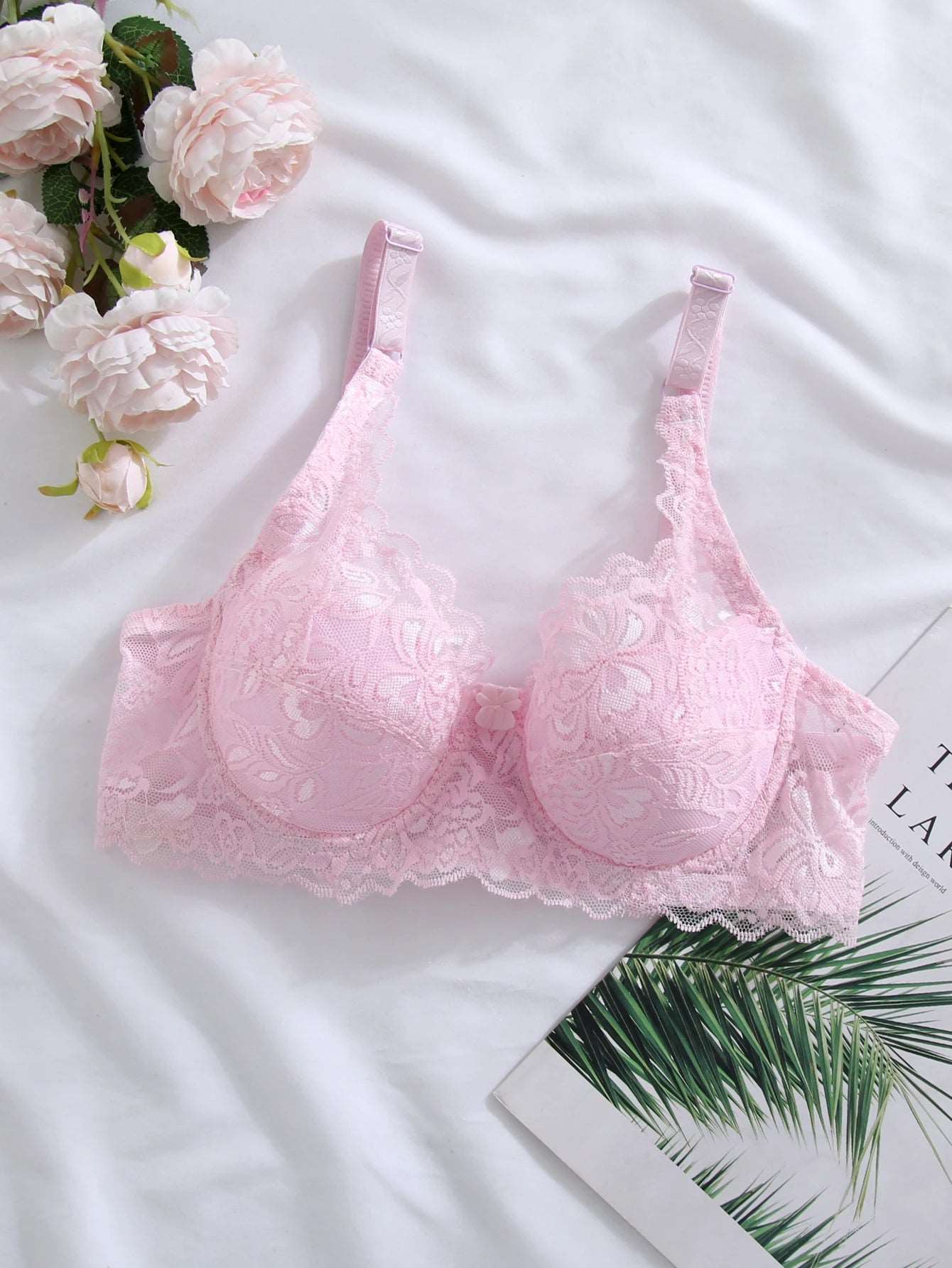 Bra Lace Women's Bra Push Up Bra With Padding Transparent Underwear Plus Size Lady Lingerie Female Underwear Tops Brassiere Pink Padded