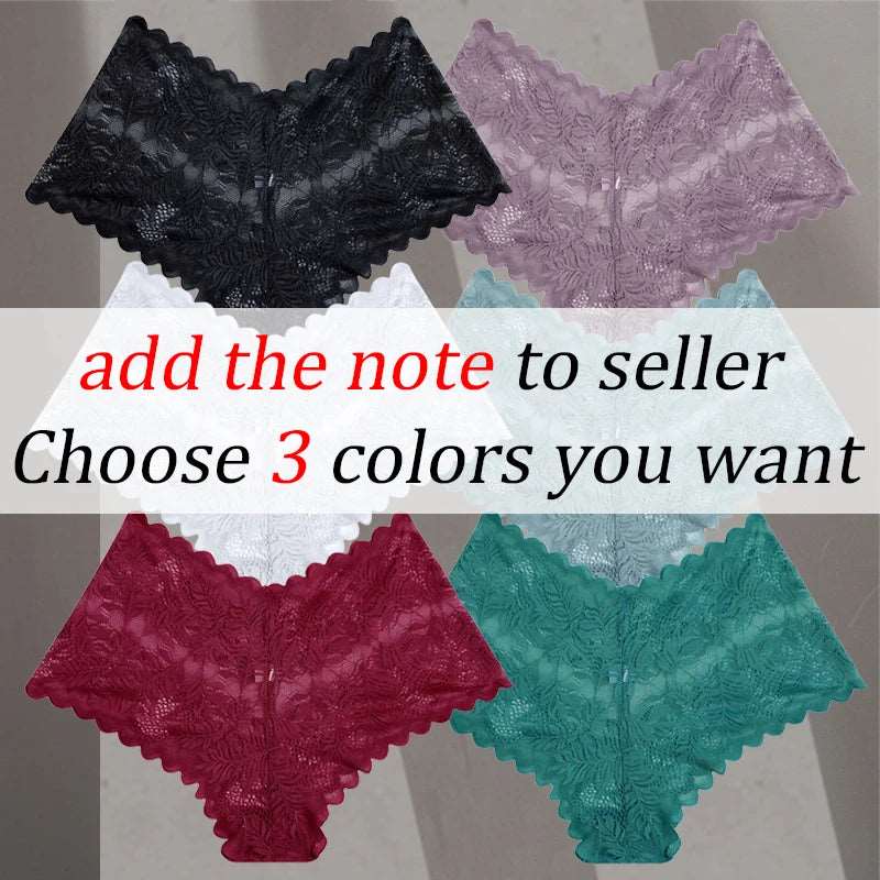 3Pcs/Set Women Lace Boyshorts Underpants Low Rise Panties Ladies Fashion Floral Lace Underwear S-XL Girls Panty Intimates Set 7 3pcs