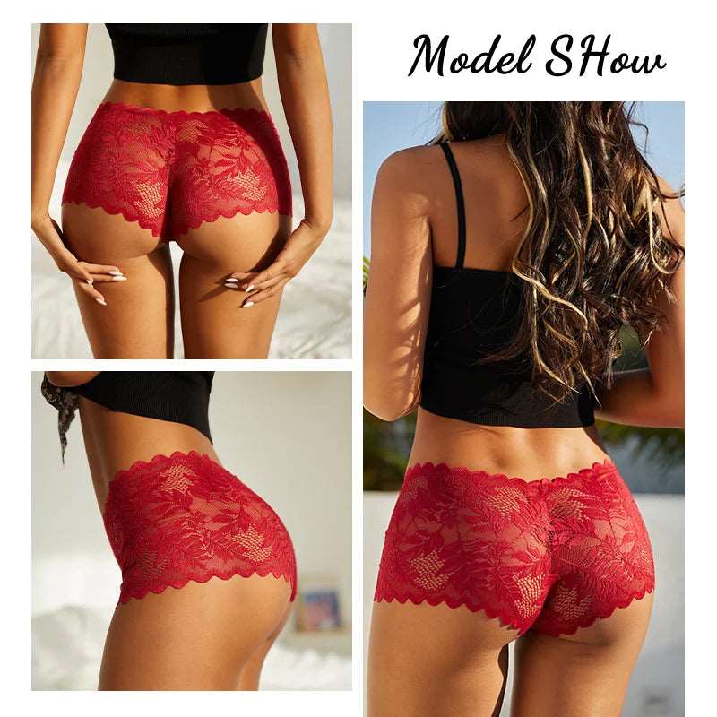 3Pcs/Set Women Lace Boyshorts Underpants Low Rise Panties Ladies Fashion Floral Lace Underwear S-XL Girls Panty Intimates