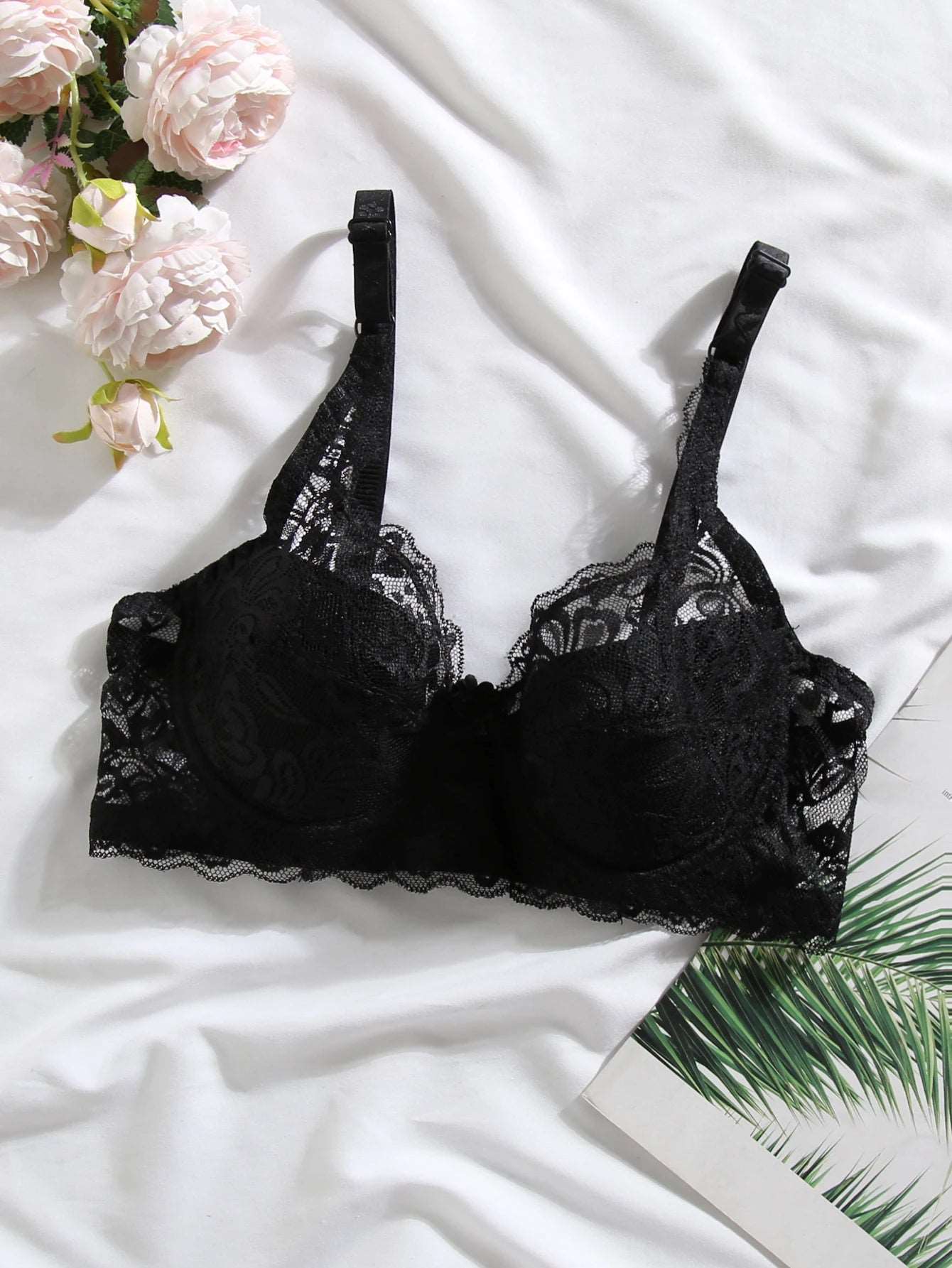 Bra Lace Women's Bra Push Up Bra With Padding Transparent Underwear Plus Size Lady Lingerie Female Underwear Tops Brassiere Black Padded