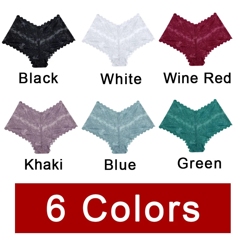 3Pcs/Set Women Lace Boyshorts Underpants Low Rise Panties Ladies Fashion Floral Lace Underwear S-XL Girls Panty Intimates