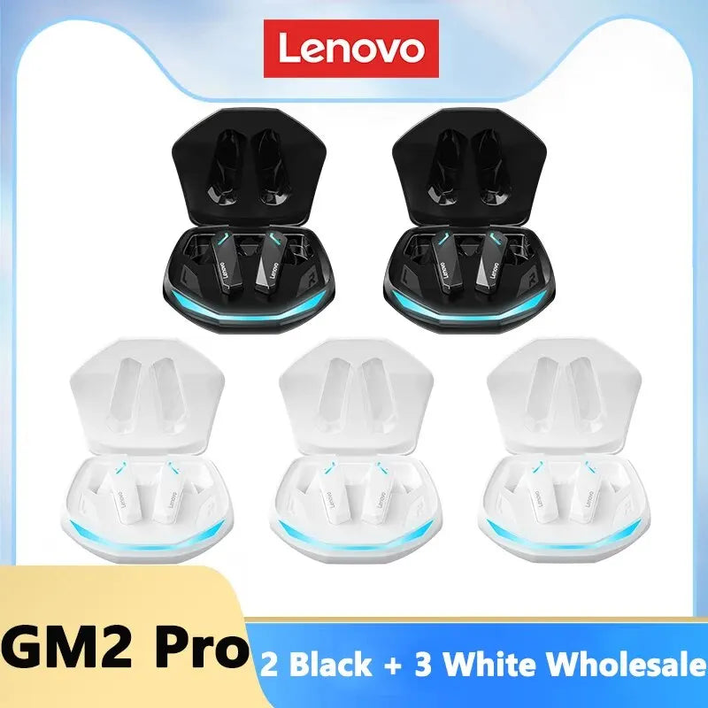 Lenovo GM2 Pro Bluetooth 5.3 Earphones Sports Headset Wireless In-Ear Gaming Low Latency Dual Mode Music Headphones New GM2Pro White3 Black2