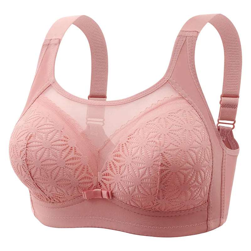 New High-end U-shaped Back With No Steel Ring Gathered And Adjusted Bra Thin Cup Breathable Breasted Underwear Mom's Bra Cameo B