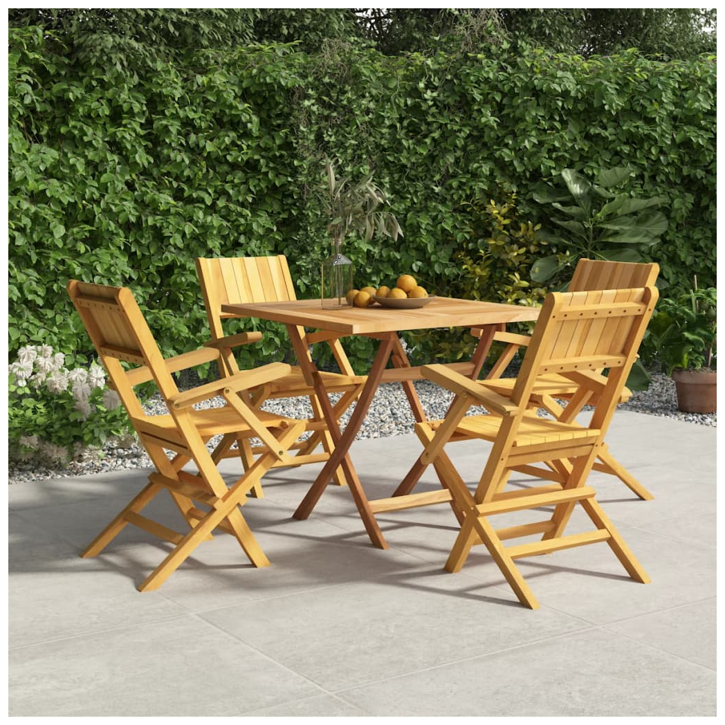 vidaXL 5 Piece Garden Dining Set Solid Wood Teak