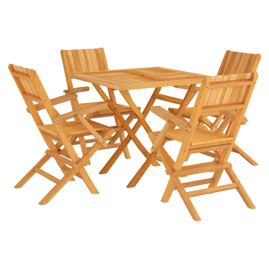 vidaXL 5 Piece Garden Dining Set Solid Wood Teak