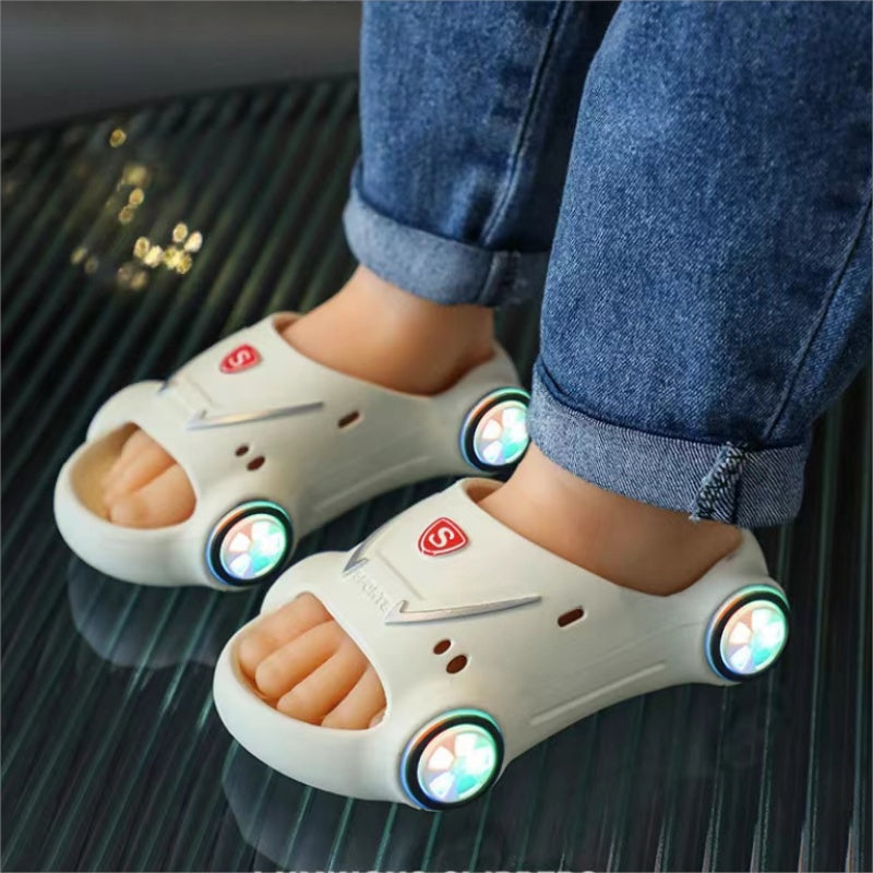 Kids Glowing Slippers Cartoon Car Sandals Children Sandals Anti Slip Boys Girls