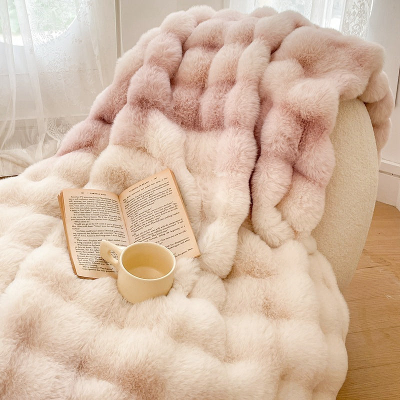 Foreign Trade Rabbit Blanket Fur Rabbit Velvet Blanket High Luxury Rabbit Velvet Blanket Blanket Pillow Winter Velvet Blanket