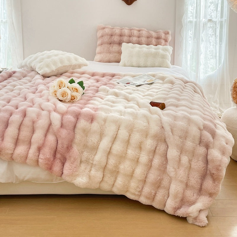 Foreign Trade Rabbit Blanket Fur Rabbit Velvet Blanket High Luxury Rabbit Velvet Blanket Blanket Pillow Winter Velvet Blanket