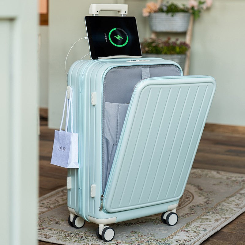 Multi-Function Front Open Cover Luggage Mint Green