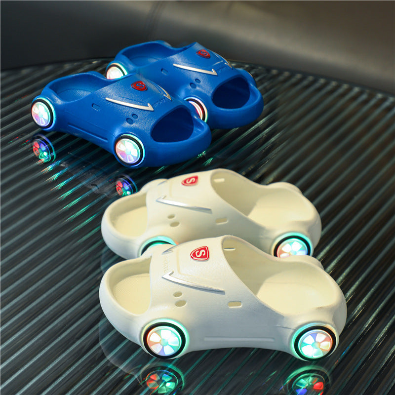 Kids Glowing Slippers Cartoon Car Sandals Children Sandals Anti Slip Boys Girls