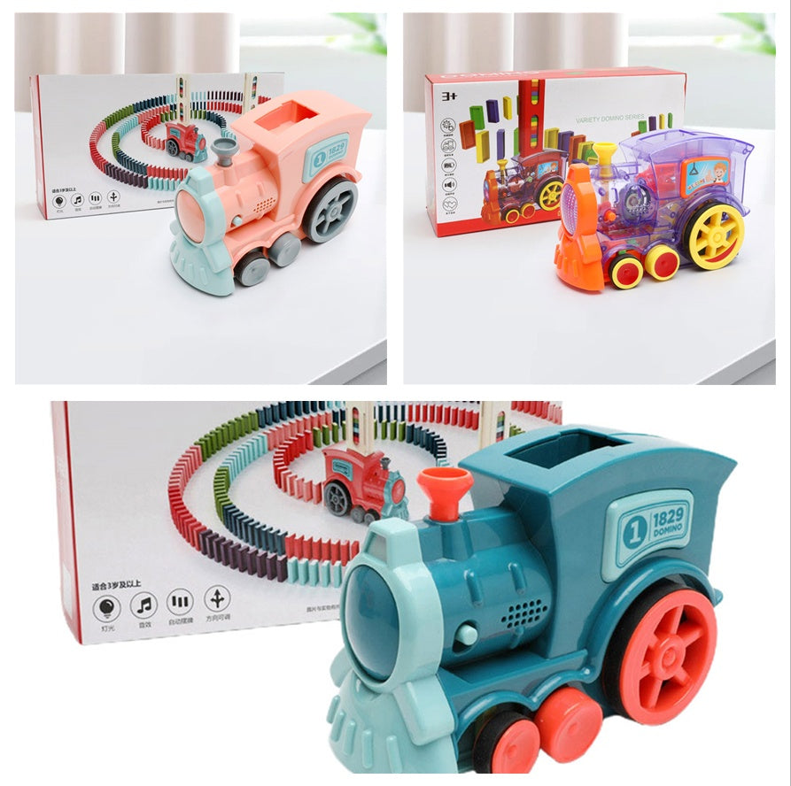 Domino Train Toys Baby Toys Car Puzzle Automatic Release Licensing Electric Building Blocks Train Toy Set 60pcs