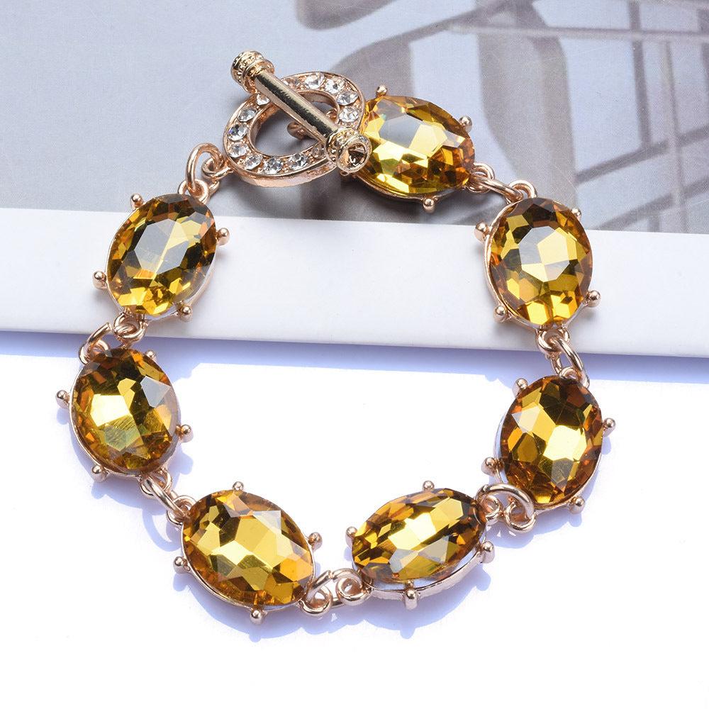 Retro Super Flash Rhinestone Decorative Necklace Women's Fashion Refined Grace Crystal 03 Champagne Bracelet