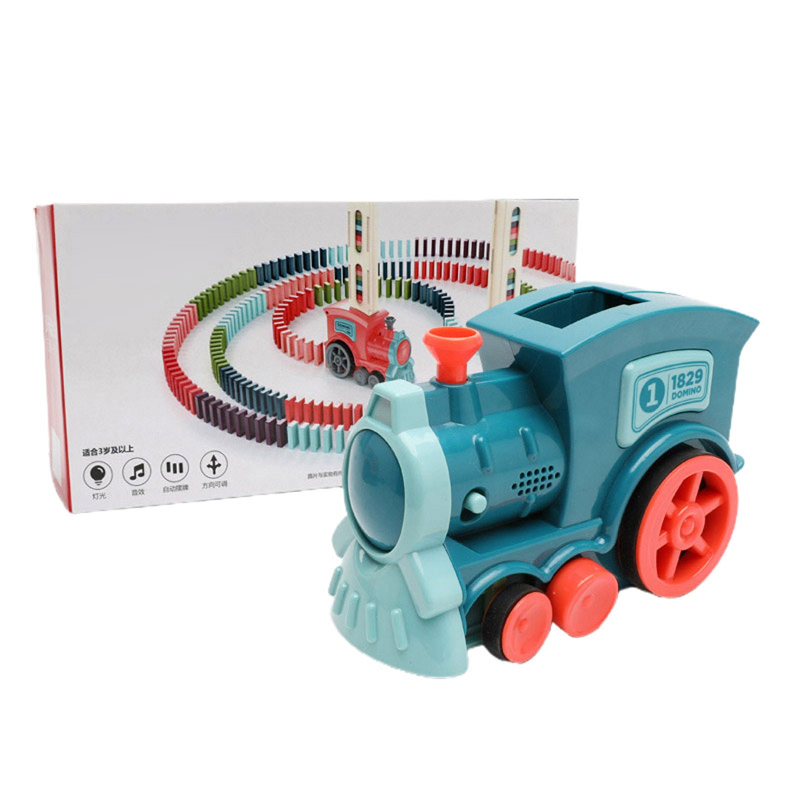 Domino Train Toys Baby Toys Car Puzzle Automatic Release Licensing Electric Building Blocks Train Toy Blue