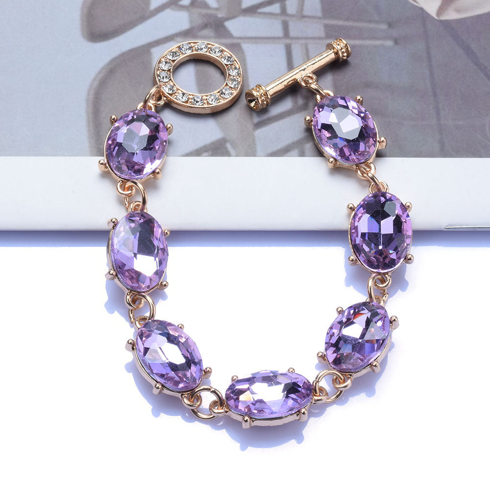 Retro Super Flash Rhinestone Decorative Necklace Women's Fashion Refined Grace Crystal 01 Purple Bracelet