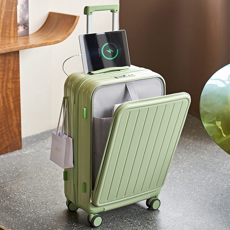 Multi-Function Front Open Cover Luggage Paris Green