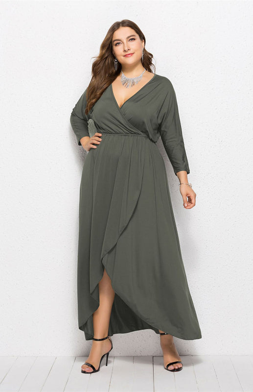 Women's Plus Size Solid Deep V Dress