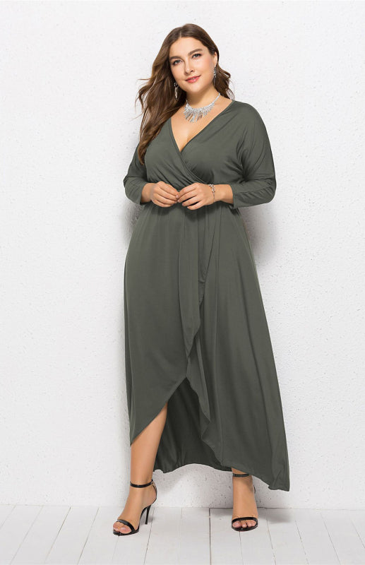 Women's Plus Size Solid Deep V Dress