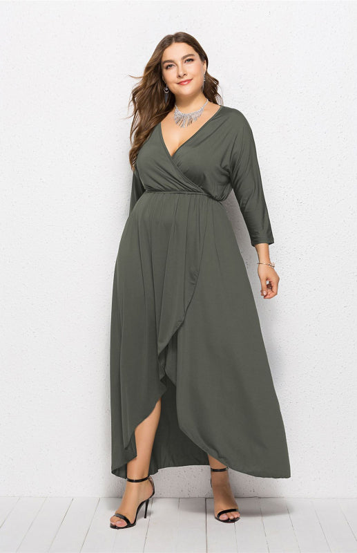 Women's Plus Size Solid Deep V Dress