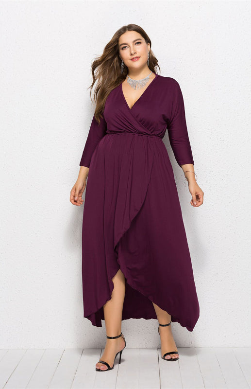 Women's Plus Size Solid Deep V Dress