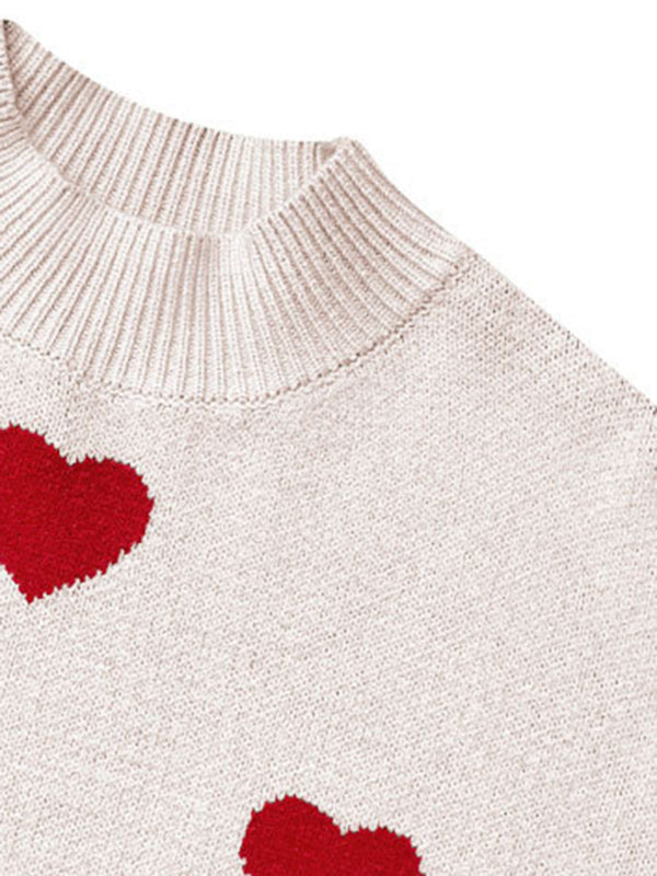 Heart Pullover Women's Knitwear Large Size Loose Sweater