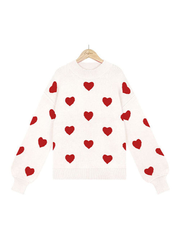 Heart Pullover Women's Knitwear Large Size Loose Sweater