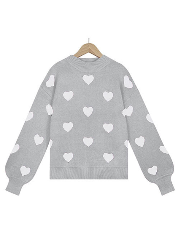 Heart Pullover Women's Knitwear Large Size Loose Sweater