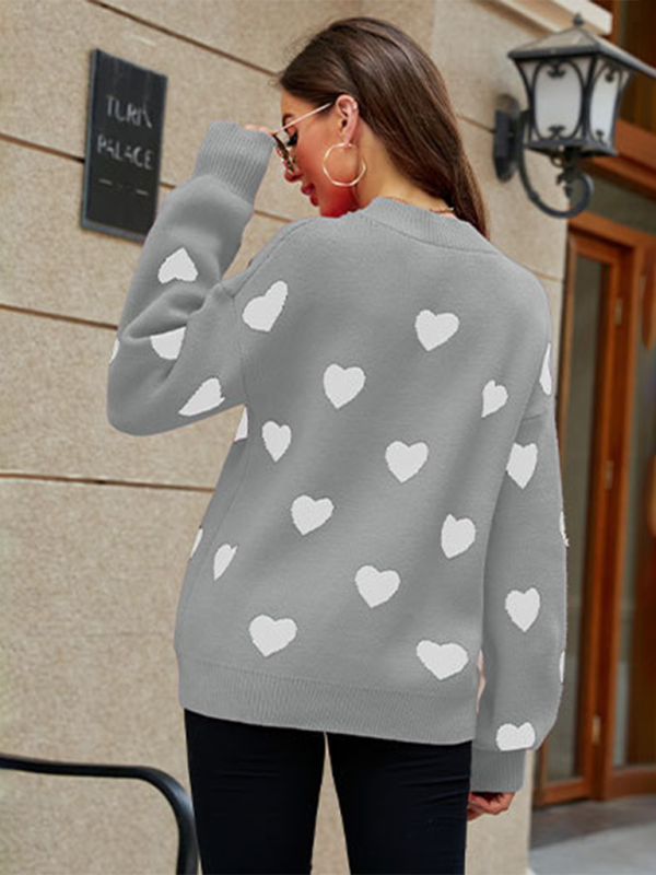 Heart Pullover Women's Knitwear Large Size Loose Sweater