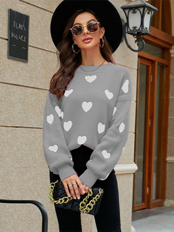 Heart Pullover Women's Knitwear Large Size Loose Sweater