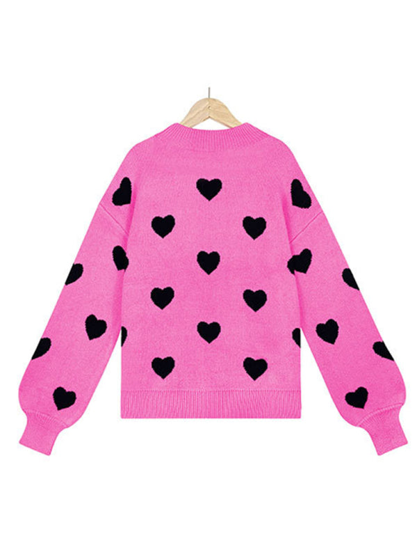 Heart Pullover Women's Knitwear Large Size Loose Sweater