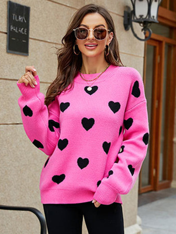 Heart Pullover Women's Knitwear Large Size Loose Sweater