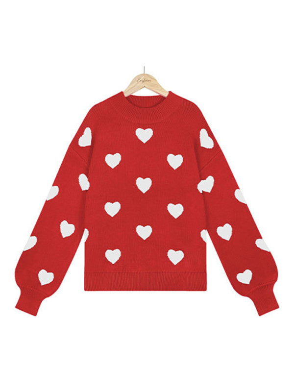 Heart Pullover Women's Knitwear Large Size Loose Sweater